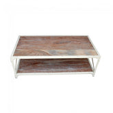 Angle Industrial French Style Metal Coffee Table White 120x60cm